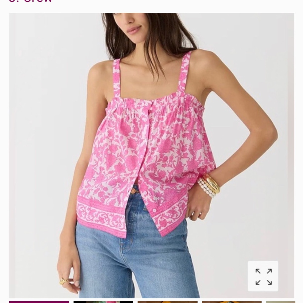 J. Crew Pink Tiny Rosebud Floral Tank cupcake Blush size xxs